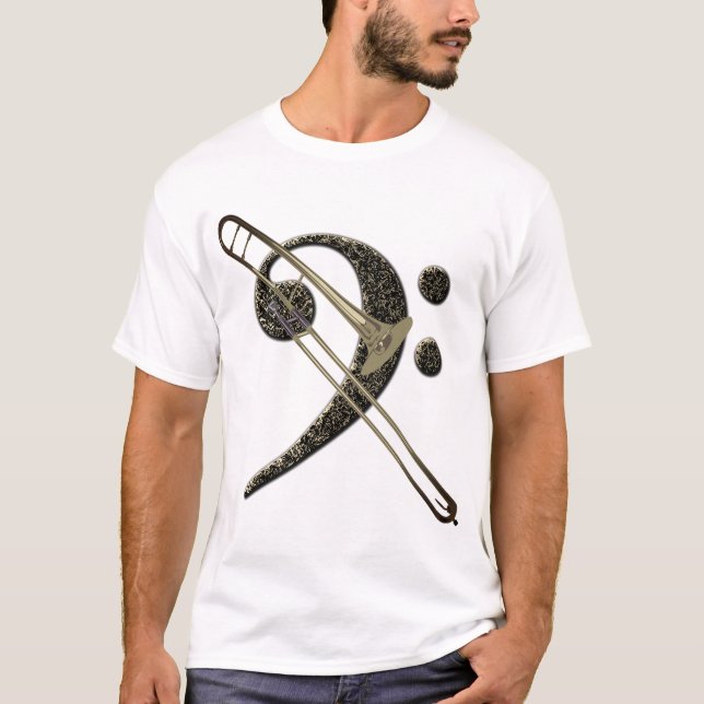 Trombone Bass Clef Music Instrument T-Shirt (Front)