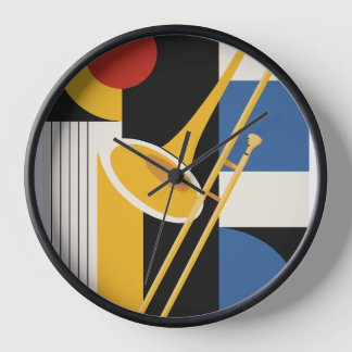 Trombone Bauhaus Print, Mid Century Modern Music D Clock
