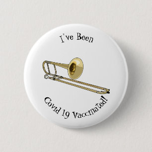 Trombone cartoon illustration 2 inch round button