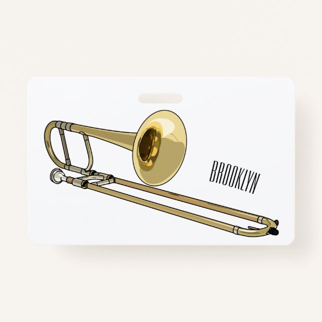Trombone cartoon illustration badge (Front)