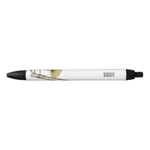 Trombone cartoon illustration black ink pen