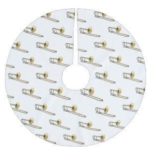 Trombone cartoon illustration brushed polyester tree skirt