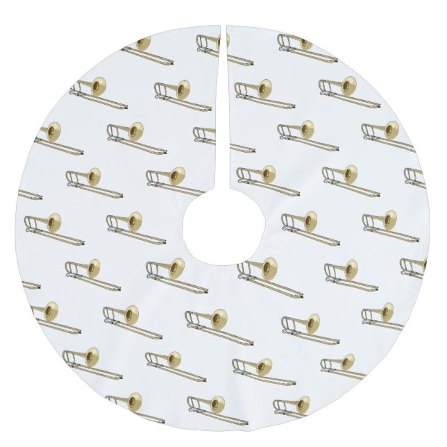 Trombone cartoon illustration brushed polyester tree skirt (Front)
