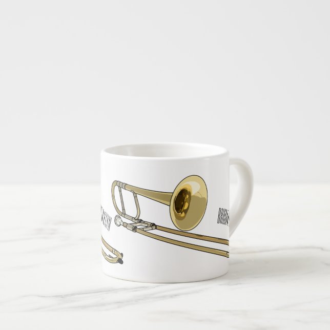 Trombone cartoon illustration espresso cup (Front Right)
