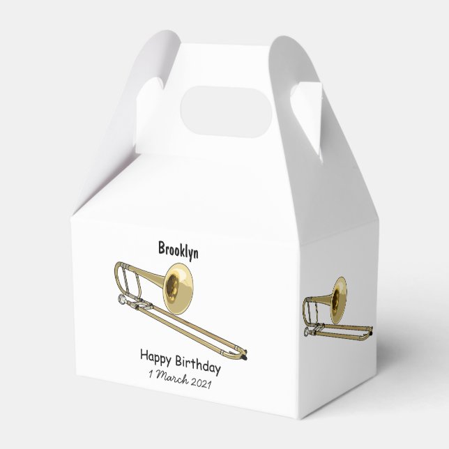 Trombone cartoon illustration favor box (Front Side)