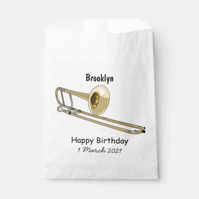 Trombone cartoon illustration favour bag (Front)