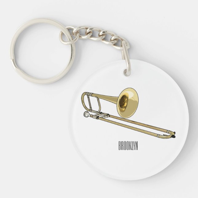 Trombone cartoon illustration keychain (Front)