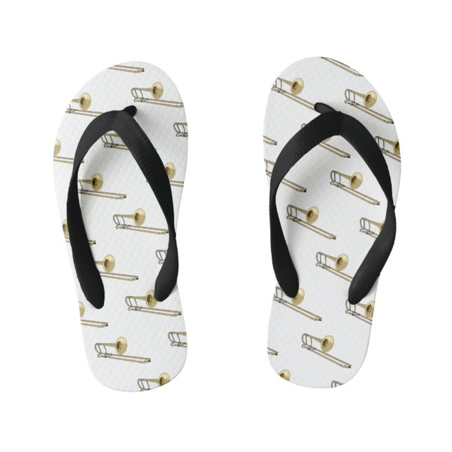 Trombone cartoon illustration kid's flip flops (Footbed)