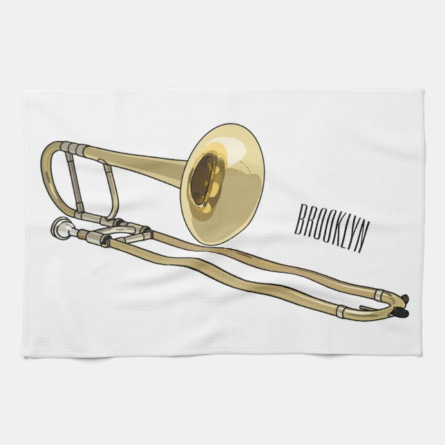 Trombone cartoon illustration kitchen towel (Horizontal)