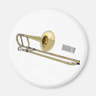 Trombone cartoon illustration magnet