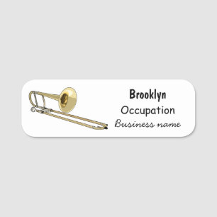 Trombone cartoon illustration name tag