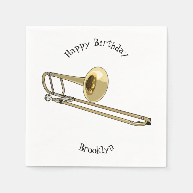 Trombone cartoon illustration napkin (Front)