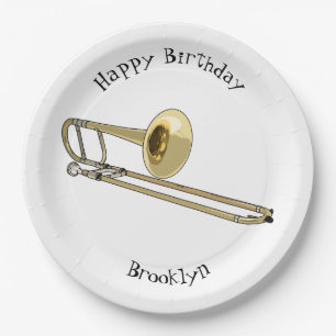 Trombone cartoon illustration paper plate
