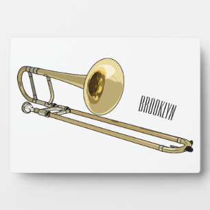 Trombone cartoon illustration plaque