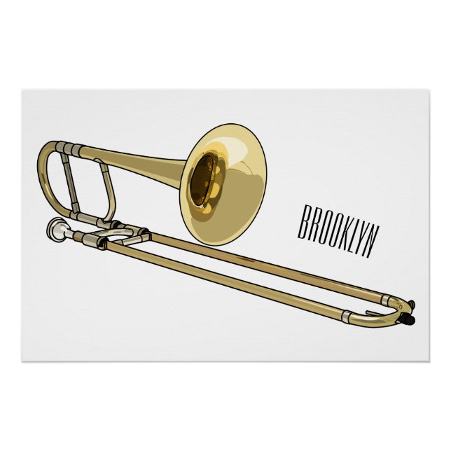 Trombone cartoon illustration poster (Front)