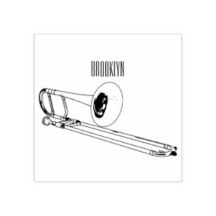 Trombone cartoon illustration rubber stamp