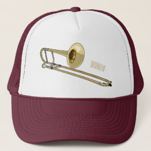 Trombone cartoon illustration trucker hat