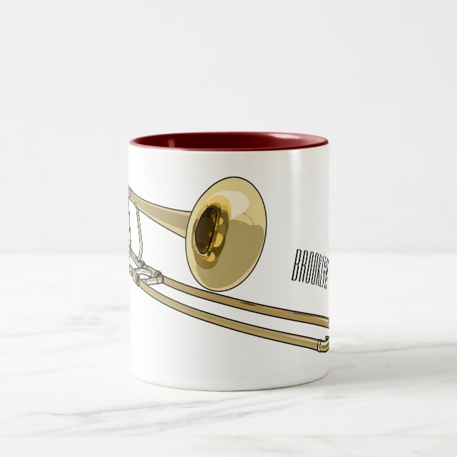 Trombone cartoon illustration Two-Tone coffee mug (Center)