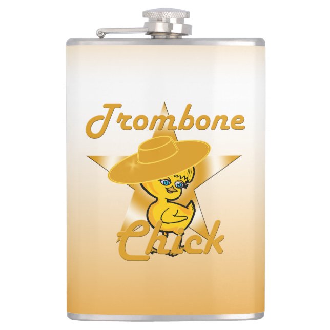 Trombone Chick #10 Hip Flask (Front)