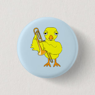 Trombone Chick 1 Inch Round Button