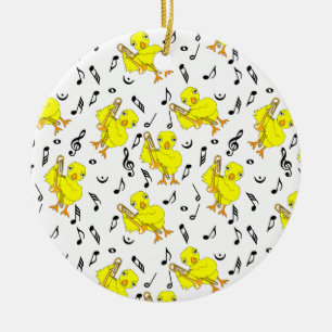 Trombone Chick Music Notes Ceramic Ornament