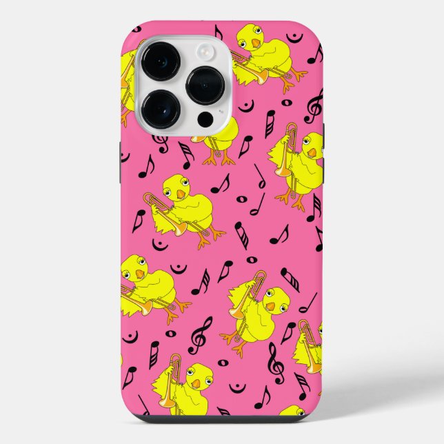 Trombone Chick Music Notes iPhone Case (Back)