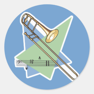 trombone classic round sticker