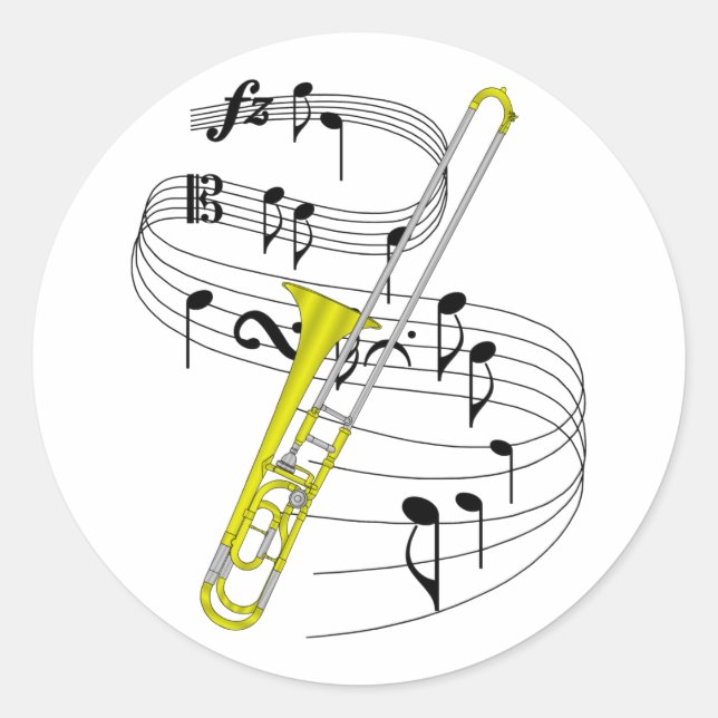 Trombone Classic Round Sticker (Front)