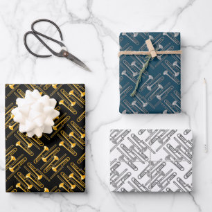 Trombone Crosshatch  Wrapping Paper Sheet