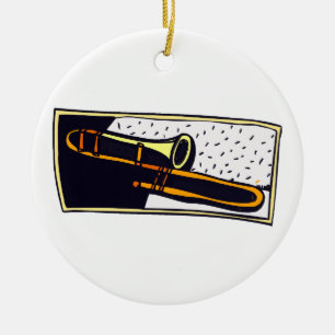 Trombone Dark Background Graphic Design Ceramic Ornament