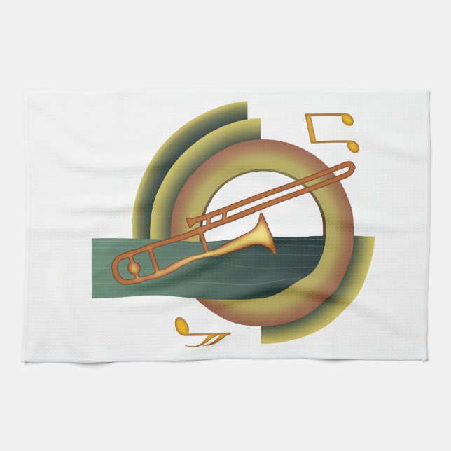 Trombone Deco1 Kitchen Towel (Horizontal)