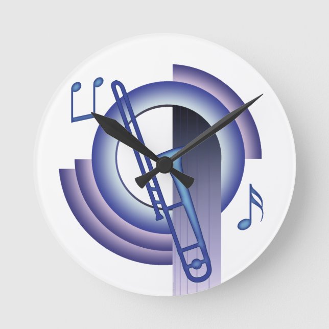Trombone Deco2 Round Clock (Front)