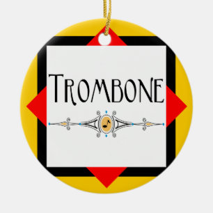 Trombone Decorative Line Ceramic Ornament