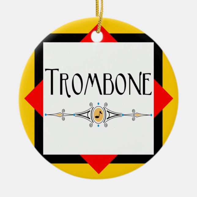 Trombone Decorative Line Ceramic Ornament (Front)
