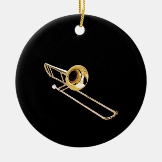 "Trombone" design gifts and products Ceramic Ornament (Front)