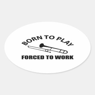trombone design oval sticker
