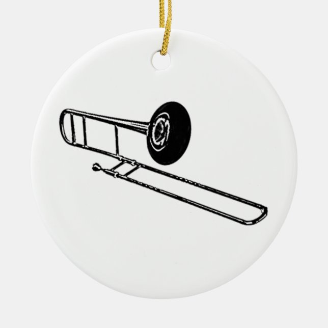 Trombone "Drawing" Ceramic Ornament (Front)