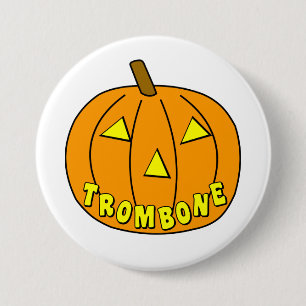 Trombone Halloween Pumpkin 3 Inch Round Button