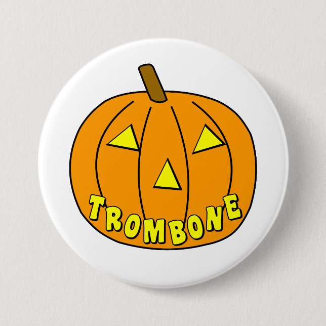 Trombone Halloween Pumpkin 3 Inch Round Button (Front)