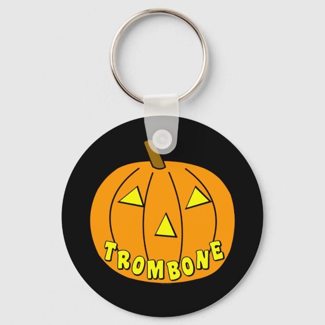Trombone Halloween Pumpkin Keychain (Front)