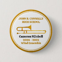 Trombone High School Band Gold Personalized