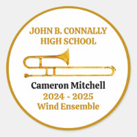 Trombone High School Band Gold Personalized