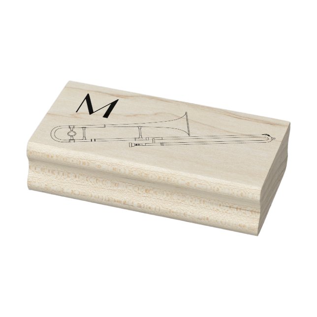 Trombone Initial Monogram Musician Band Teacher Rubber Stamp (Stamp)