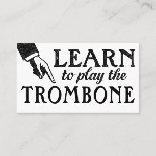 Trombone Lessons Business Cards - Cool Vintage
