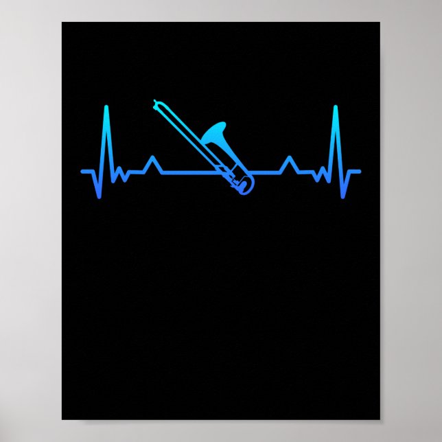 Trombone Music Heartbeat Funny Mom Gift Poster (Front)
