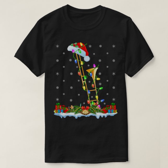 Trombone Music Lover Matching Santa Hat Trombone C T-Shirt (Design Front)