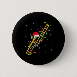 Trombone Music Lover Xmas Lights Santa Trombone Ch 2 Inch Round Button