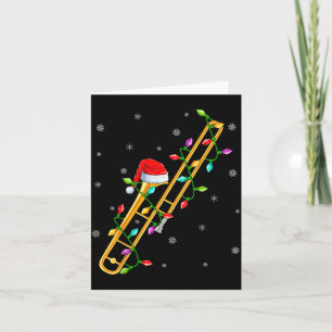 Trombone Music Lover Xmas Lights Santa Trombone Ch Card