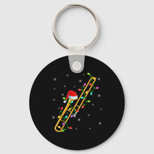 Trombone Music Lover Xmas Lights Santa Trombone Ch Keychain