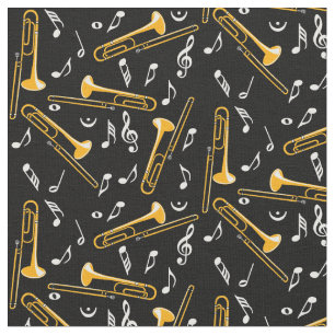 Trombone Music Notes Fabric